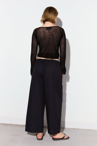 Ramona Poplin Pant in Caviar - Soochie - Chan Luu