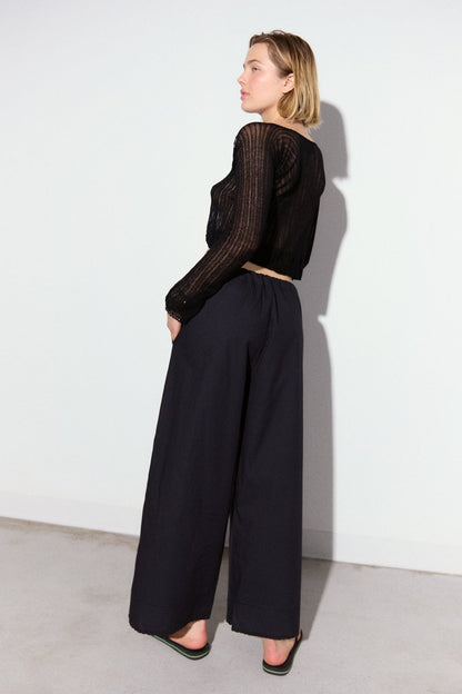 Ramona Poplin Pant in Caviar - Soochie - Chan Luu