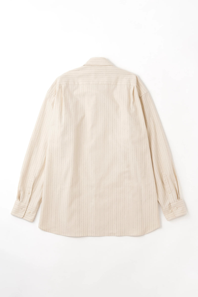 Regular Collar Shirt in Ecru Stripe - Soochie - Yoko Sakamoto