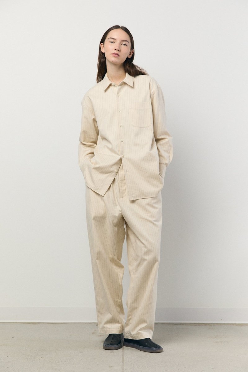 Relax Easy Pants in Ecru Stripe - Yoko Sakamoto - front view