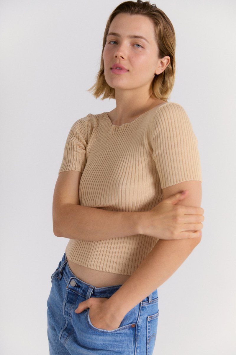 Rib Tee in Natural - Soochie - Shaina Mote