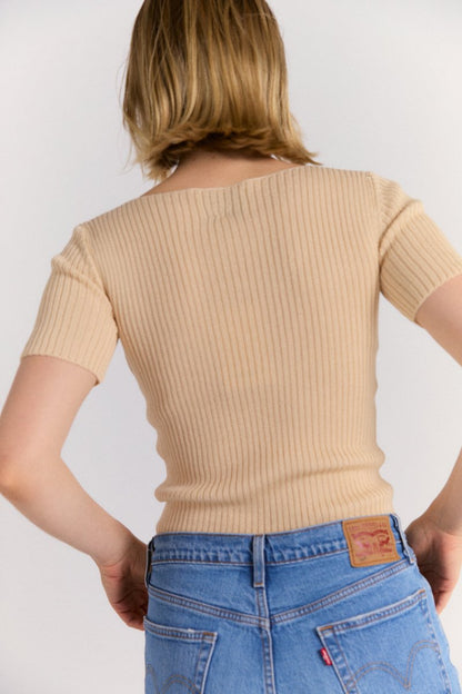 Rib Tee in Natural - Soochie - Shaina Mote