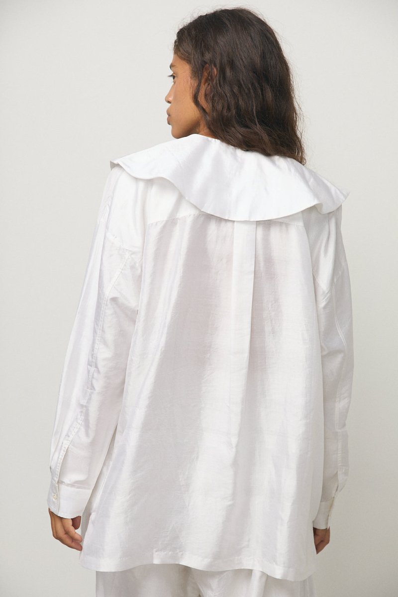 Round Collar Over Blouse in White - Soochie - Bunon