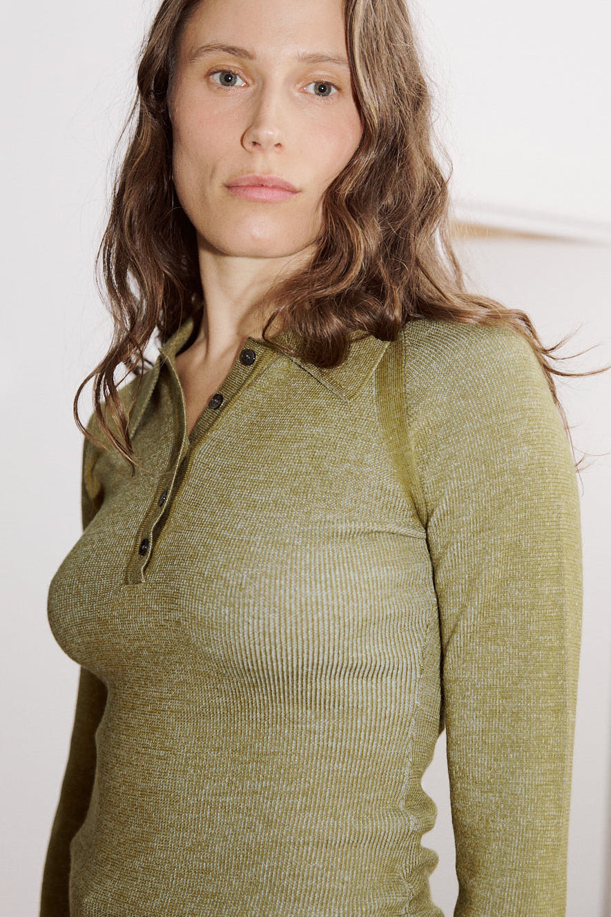 Combo Ribbed Polo in Pickle x Sky Blue