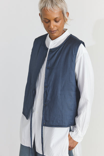 Elmo Silk Vest - Navy