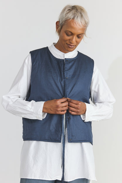 Elmo Silk Vest - Navy