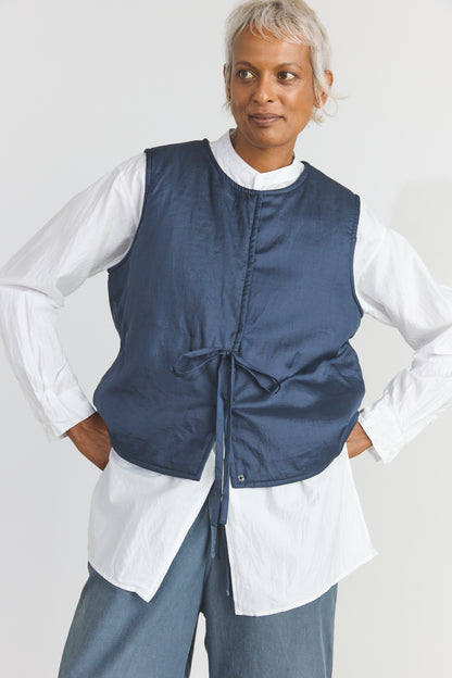 Elmo Silk Vest - Navy