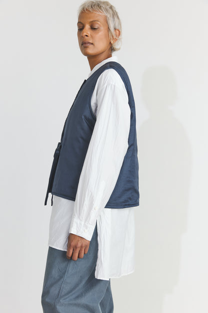 Elmo Silk Vest - Navy