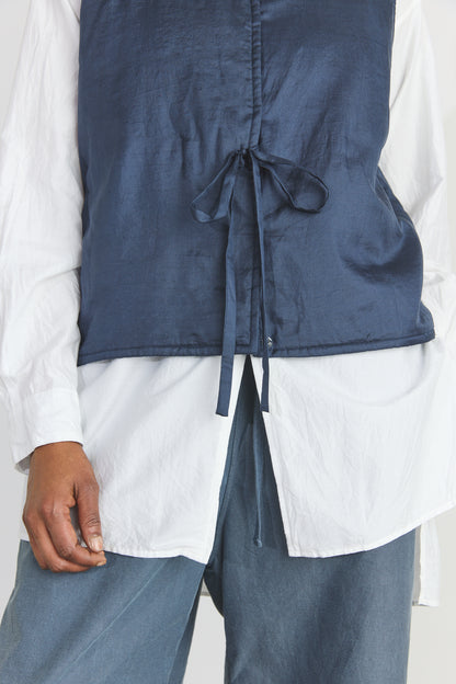 Elmo Silk Vest - Navy
