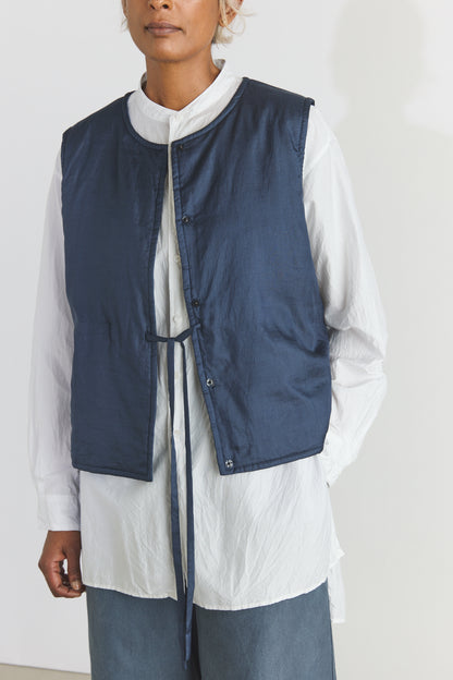 Elmo Silk Vest - Navy
