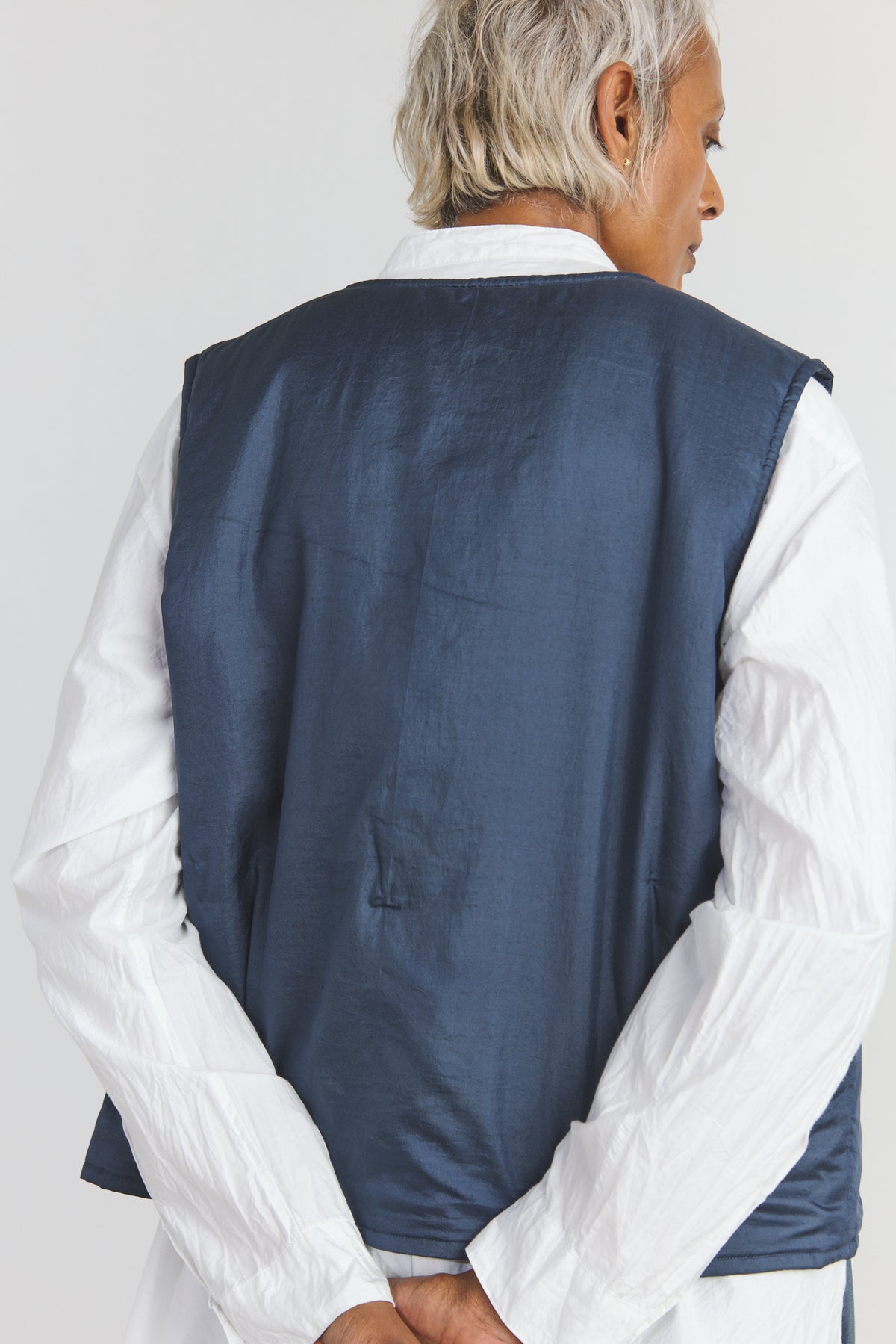Elmo Silk Vest - Navy