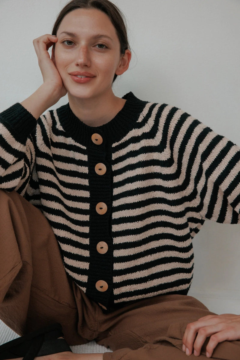 Striped Bomber in Black & Tan - Soochie - Wol Hide