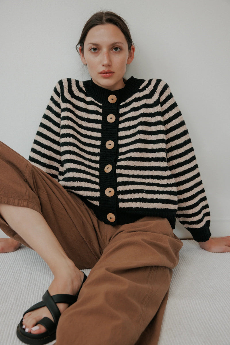 Striped Bomber in Black & Tan - Soochie - Wol Hide