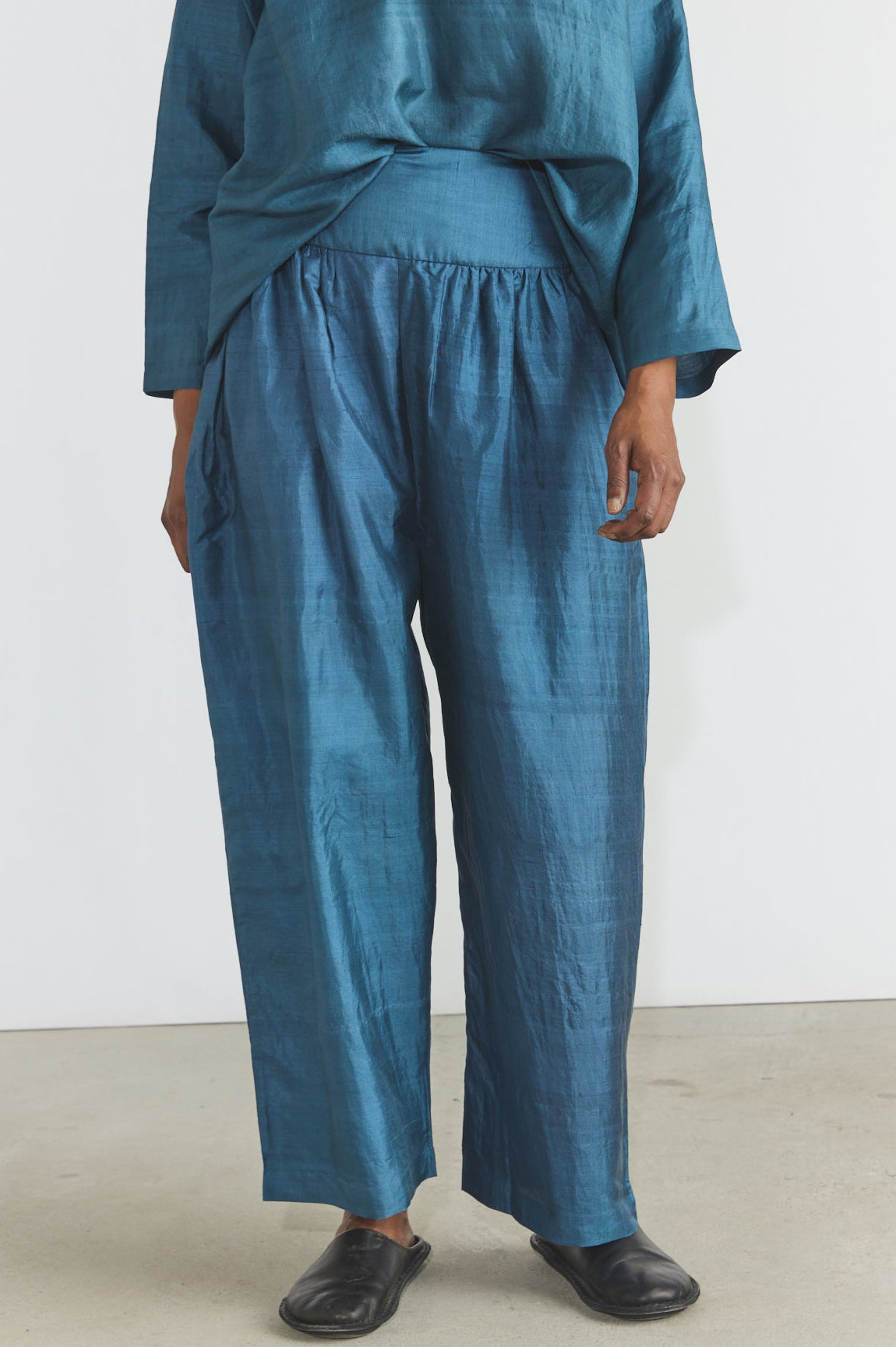 Wide Belt Pants - Blue Mirage