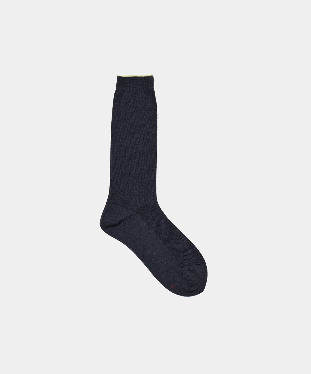 Wool Fine Ribbed Socks in Black - Soochie - Babaco