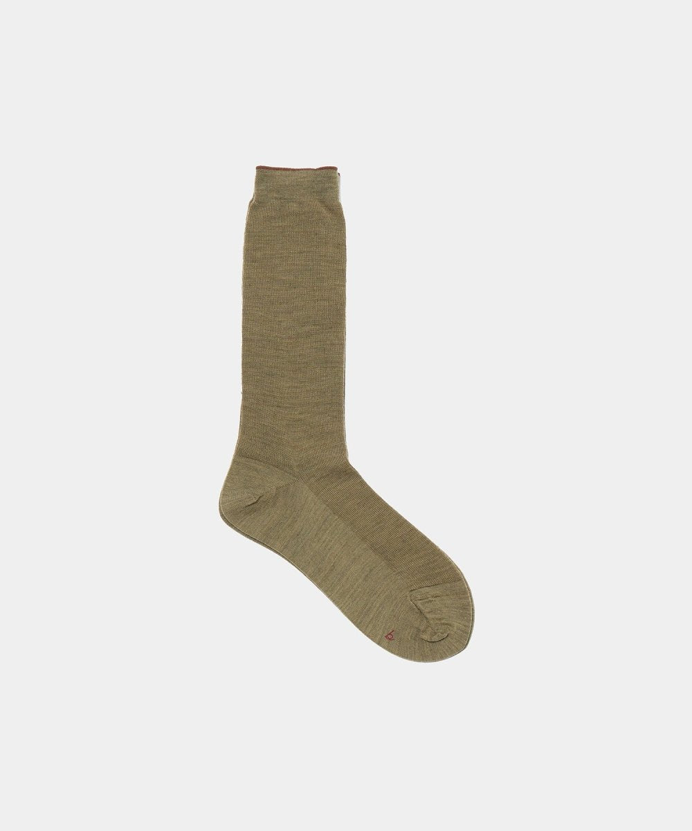 Wool Fine Ribbed Socks in Khaki - Soochie - Babaco