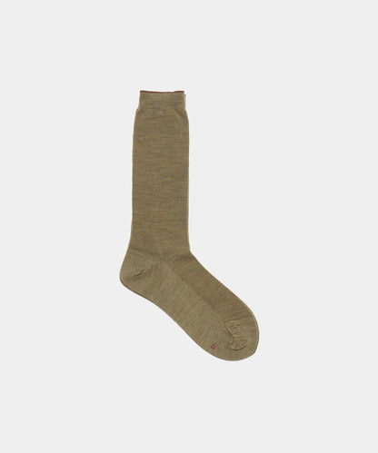 Wool Fine Ribbed Socks in Khaki - Soochie - Babaco