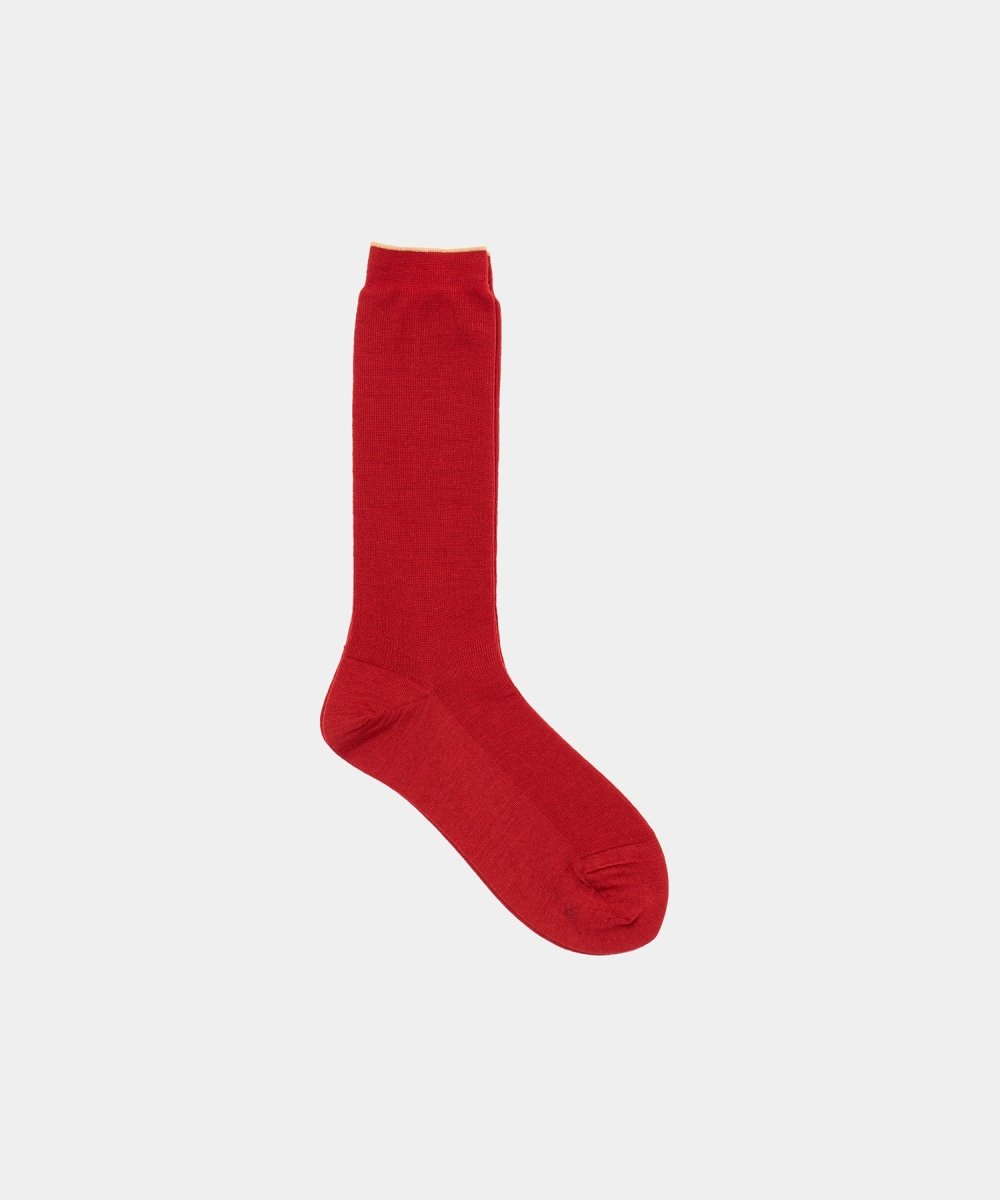 Wool Fine Ribbed Socks in Red - Soochie - Babaco